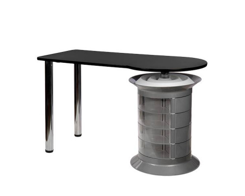 Маникюрный стол Elite plus серый, черная столешница