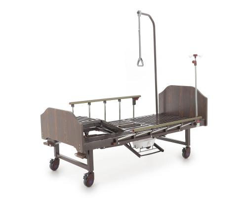 Кровать медицинская механическая для лежачих больных YG-6 (MM-2124Н-04) с туалетным устройством и функцией «кардиокресло»