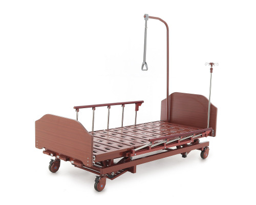 Кровать медицинская механическая для лежачих больных E-31 (ММ-3024Н-00) (3 функции) с ростоматом и полкой