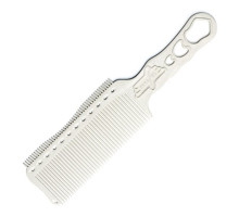 Расчёска с ручкой и зубцами на обушке большая белая для стрижки под машинку белый