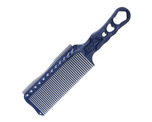 Расчёска с ручкой и зубцами на обушке большая синяя для стрижки под машинку синий